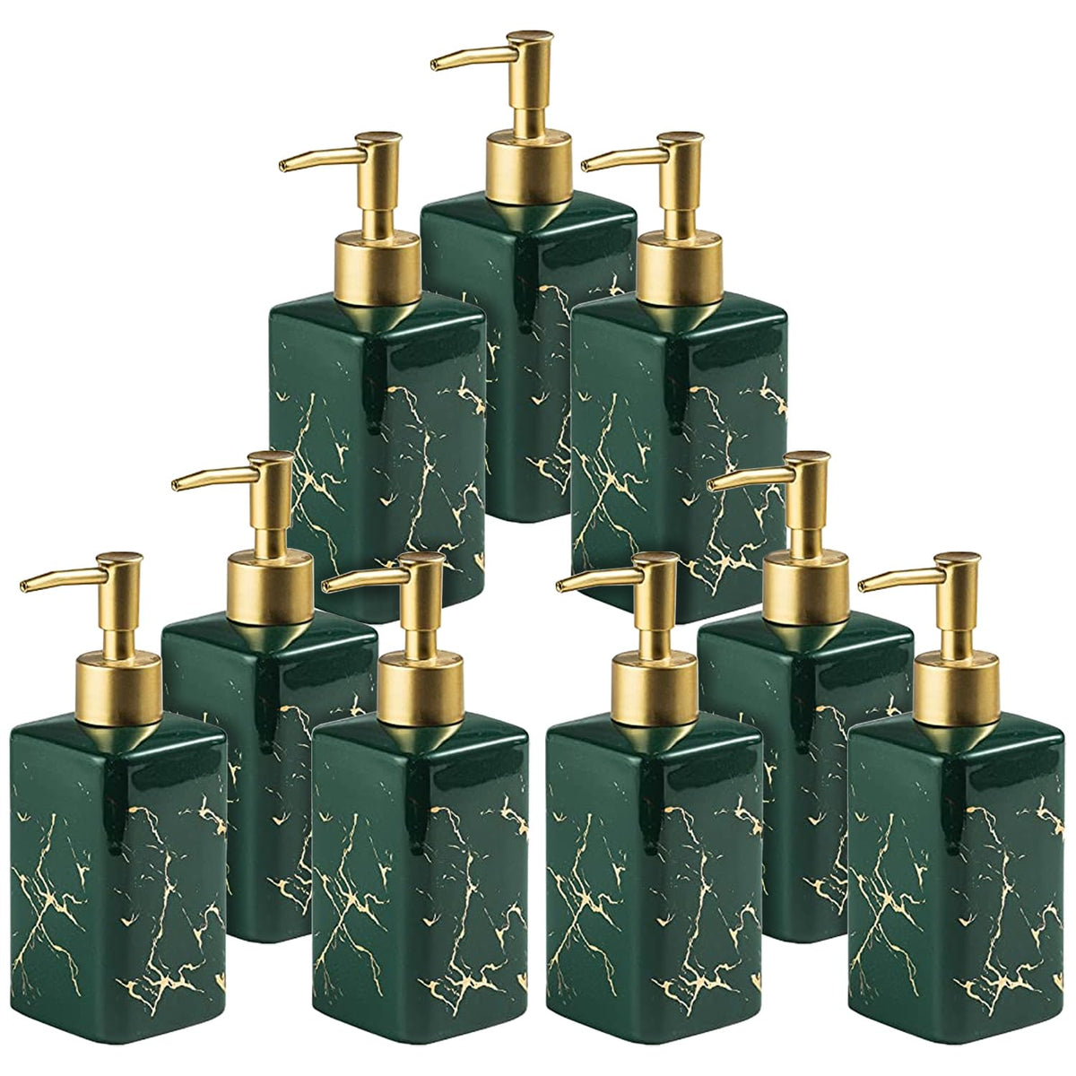 Kuber Industries Liquid Soap Dispenser | Handwash Soap Dispenser | Soap Dispenser for Wash Basin | Shampoo Dispenser Bottle | Bathroom Dispenser Bottle | 9 Piece | Pack of 3 | 320 ml | Green
