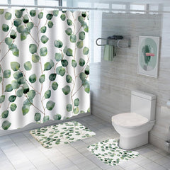 Urbane Home 7 Feet Shower Curtain & 2 Pcs Bathmat I Anti Slip I Quick Dry I Waterproof I Easy-Slide Curtains I Bath Decor I Multicolour