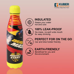 Kuber Industries 500 ml Water Bottle with 2 Lids | Disney Car | Stainless Steel Bottle for Travel-Gym & Sports | BPA-Free Insulated Sipper Bottle for Adults & Kids with Straw | Red | Pack of 4