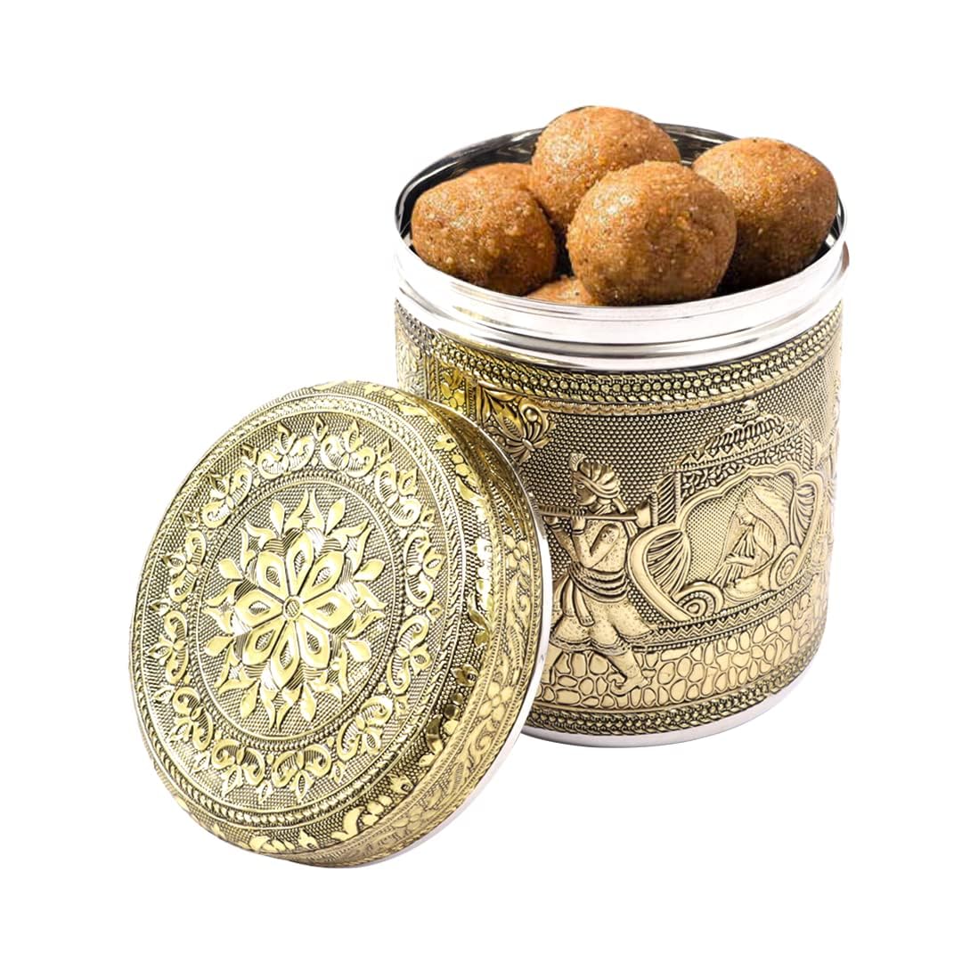 Kuber Industries 800ml Silver Crafted Stainless Steel Containers for Kitchen with Lid | Aesthetic Multipurpose Storage Canister for Kitchen Organizer | Steel Dabba/Box for home | Silver