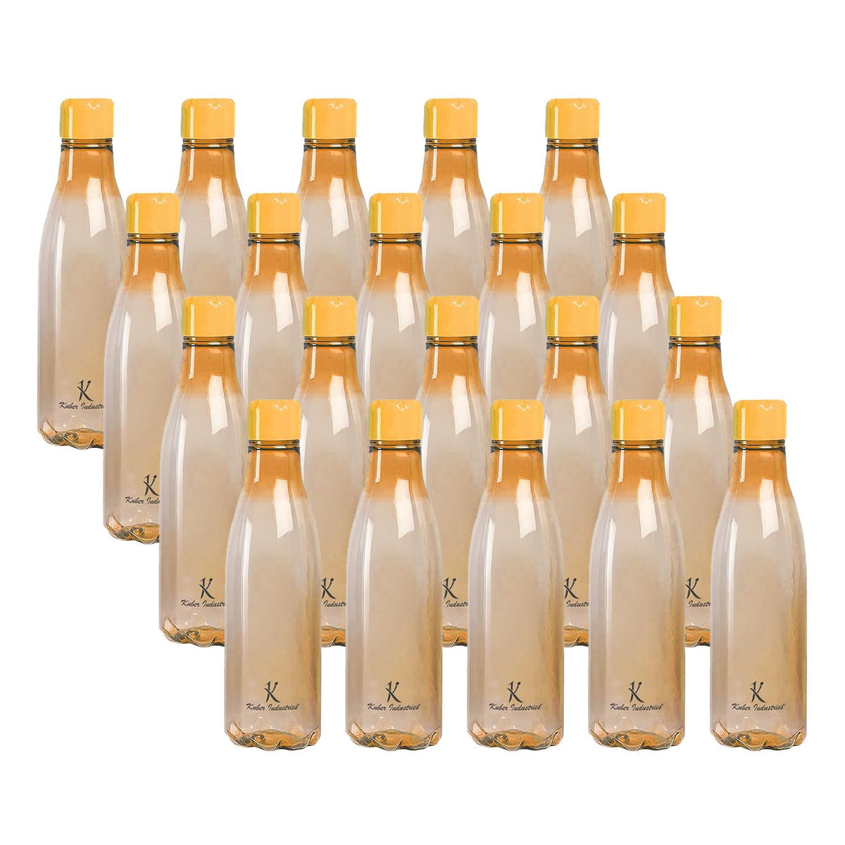 Kuber Industries BPA Free Plastic Water Bottles | Unbreakable, Leak Proof, 100% Food Grade Plastic | for Kids & Adults | Refrigerator Plastic Bottle Set of 4|Orange (Pack of 5)