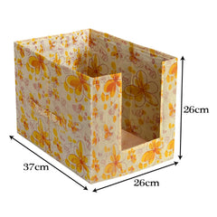 Heart Home Flower Printed Multiuses Non-Woven Closet Organizer With Handles (Yellow) -HS43HEARTH26477