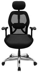 Heart Home Ergonomic Office Chairs for Work from Home | Comes with Manual Height Adjustable, Armrest, Headrest & 2D Lumbar Support | Comfy Study Chair for Students with Wheels | Black