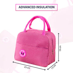 Kuber Industries Pack of 5 Lunch Bag | Lunch Bag for Office | Lunch Bag for College | Reusable Lunch Bag | Lunch Bag for Adults | Tiffin Lunch Bag with Handle | Plain | LYN12-FCA | Fushcia