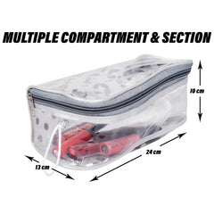 Heart Home Jewellery Kit|Cosmetic Storage Box|Jewellery Box for Women|Travel Pouch|Transparent Makeup kit|3 Different Pouch|Dot-Dori Vanity Pouch|Silver