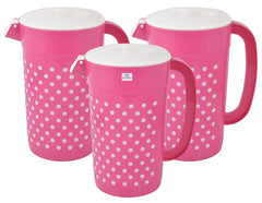 Heart Home Dot Printed Unbreakable Multipurpose Plastic Water Jug/Pitcher with Lid, 2.4 LTR. - Pack of 2 (Pink)-HS42KUBMART25207