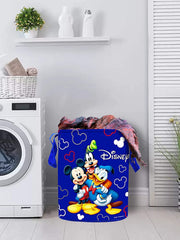 Kuber Industries Round Laundry Basket For Clothes|Disney Team Mickey Print|Toy Storage Organizer|Capicity 45 L (Blue)