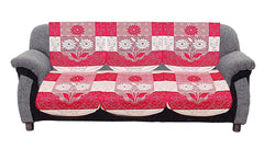 Kuber Industries Flower Cotton 6 Piece 5 Seater Sofa Cover Set (Pink) - CTKTC22266