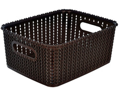 Heart Home Multipurposes Large & Small Size M 20-15 Plastic Basket, Organizer for Kitchen, Countertops, Cabinets, Bathroom Without Lids- Set of 2 (Brown) -46KHH0134