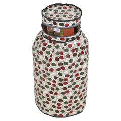 Heart Home PVC Circle Print Waterproof and Dustproof Cylinder Cover for Home & Kitchen Pack of 2 (Cream) 52HH3942