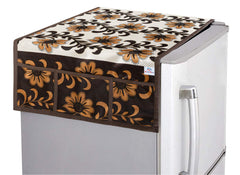 Heart Home Flower Print Polyester Fridge/Refrigerator Top Cover (Brown)-HHEART15473,Standard