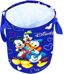 Kuber Industries Round Laundry Basket For Clothes|Disney Team Mickey Print|Toy Storage Organizer|Capicity 45 L (Blue)