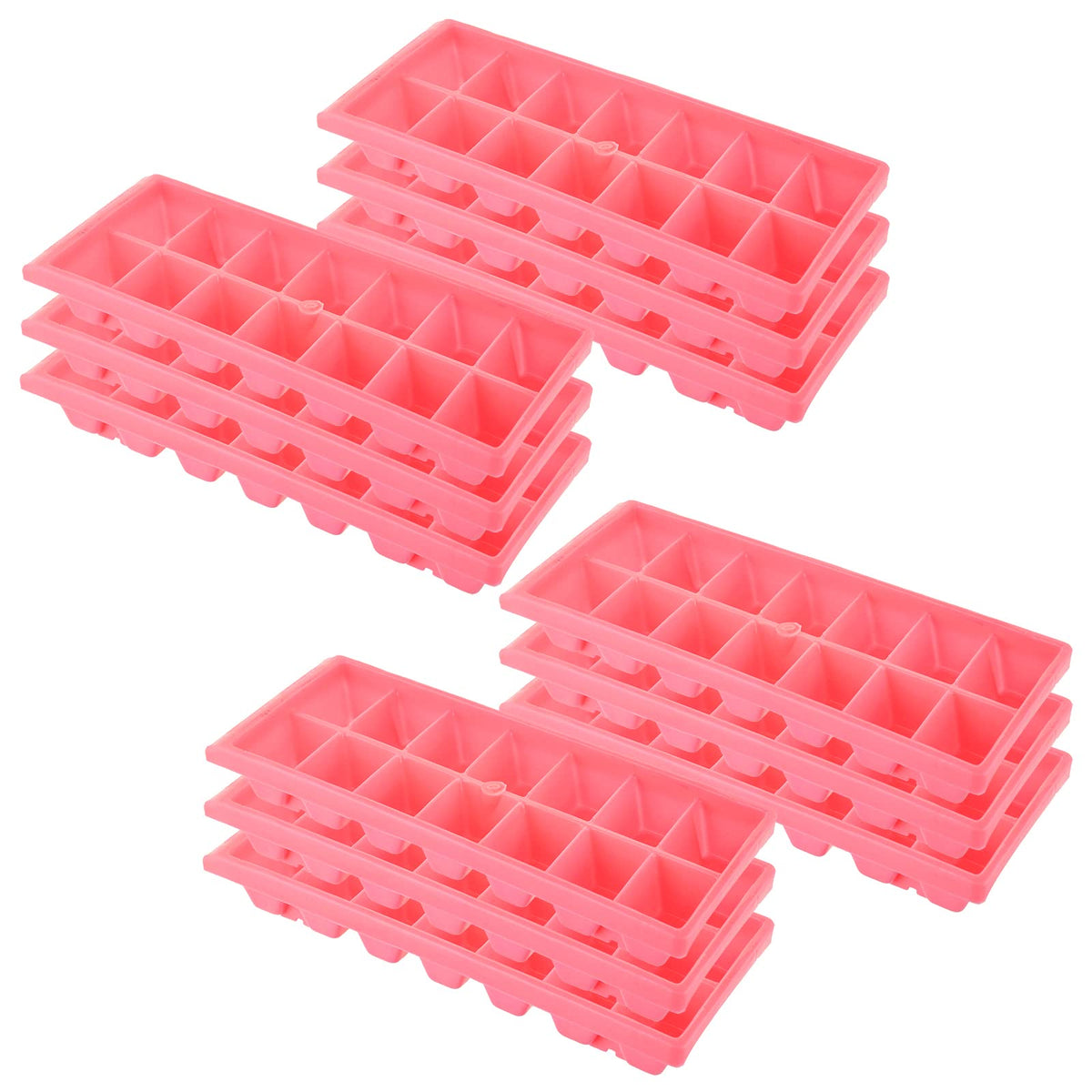Heart Home BPA Free Easy Release Ice Cube Tray/Bin/Box Set with 14 Section- Pack of 12 (Pink)-HS43HEARTH25780