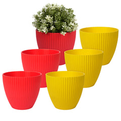 Heart Home Flower Pot | Flower Planter Pots for Indoor | Flower Pots for Outdoor | Pot for Garden & Balcony Flowering | Flower Plants Pot | Mega Flower Pot | 6 Inch | Pack of 6 | Multi