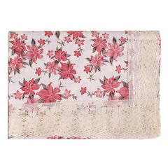 Heart Home Flower Printed PVC 6 Seater Dinning Table Cover 60"x90" (Cream)-HS43HEARTH25629