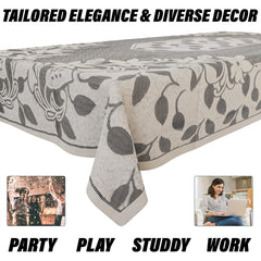 Heart Home Dining Table Cover | Net Table Cloth Cover | 6 Seater Table Cloth | Flower Table Cover | Table Protector | Table Cover for Dining Table | 60x90 Inch | S21 | Cream