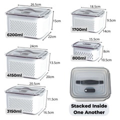 Kuber Industries 25 Pcs Food Containers | Storage Box for Fridge | Vegetable Fruit Boxes | Refrigerator Storage Box | Containers With Lid | Handheld Strainer Basket | HXP00742 | Transparent|Pack of 5