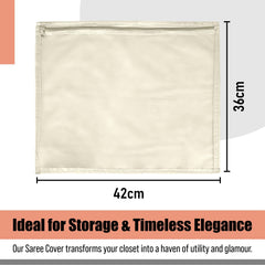 Heart Home Saree Cover | Clothes Storage Bag | Single Packing Saree with Zip Closure | Wardrobe Organizer | Cloth Stoarge Organizer | Plain Saree Cover | Pack of 24 | Cream