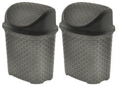 Kuber Industries Plastic Dustbin, Garbage Bin, Trash Can, Waste Bin With Swing Lid 7 Litre- Pack of 2 (Grey)-47KM0703