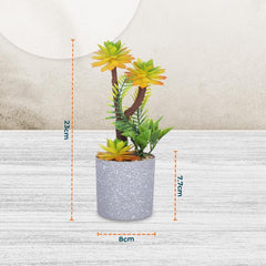Kuber Industries Artificial Plants for Home Décor|Natural Looking Indoor Fake Plants with Pot|Artificial Flowers for Decoration-Pack of 3 (Yellow)