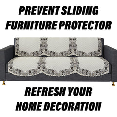 Heart Home Sofa Cover | 3 Seater Sofa Slip Cover Set | Digital Painting Sofa Cover | SUEDE Ultra Sonic Couch Cover | Sofa Slipcover Set Living Room | Cream