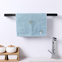 Kuber Industries (Set of 3) Large Self-Adhesive Bathroom Towel Holder & Hanger - Rod & Stand for Kitchen, Washroom without Drilling - Black