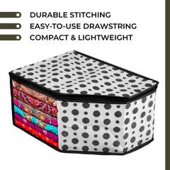 Heart Home Blouse Cover | Clothes Storage Bag | Zipper Wardrobe Organizers | Non-Woven Clothes Organiser | Side Transparent Blouse Organizer | Dot-Design | Pack of 12 | Black