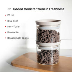 Kuber Industries Set of 2 Borosilicate Galss 450ml Food Storage Jar Kitchen Containers Set with PP Lid | Multipurpose Dal & Pulses Storage Canisters Box for Kitchen Organizers | Transparent
