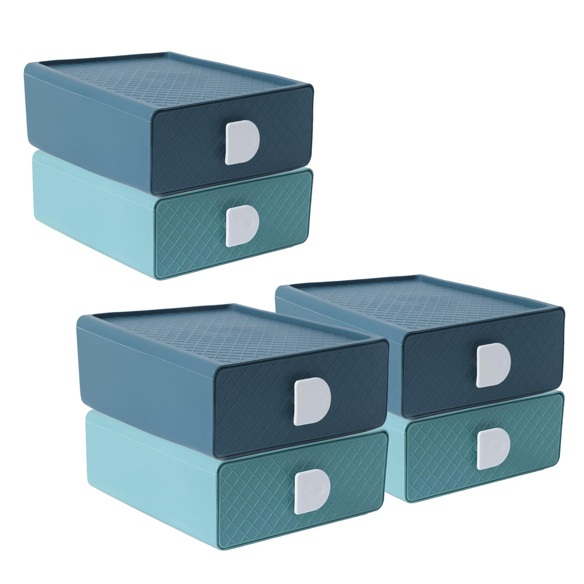 Kuber Industries (Set of 6) Mini Storage Box Drawer Organizer For Toys, Medicine Utility, Baby & Kids Items - Green & Blue Color