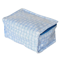 Heart Home Jewellery Kit | Check Design Vanity Box for woman | Laminated Jewellery Kit for woman | Jewellery Kit with 8 Transparent Pouch | Pack of 2 | Blue