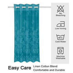 Heart Home Door Curtain|Darkening Door Curtains|Premium Drapes for Bedroom|Sheer Curtain with 8 Rings|Parda for Living Room|Net Frill Door Curtain|7 Ft|SY27|Green