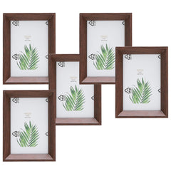 Kuber Industries Photo Frame For Home Décor|Use Horizontal & Vertical|Crystal Clear Glass|Perfect For Home, Office And Shop "10.4x14.2CM"-Pack of 5 (Brown)