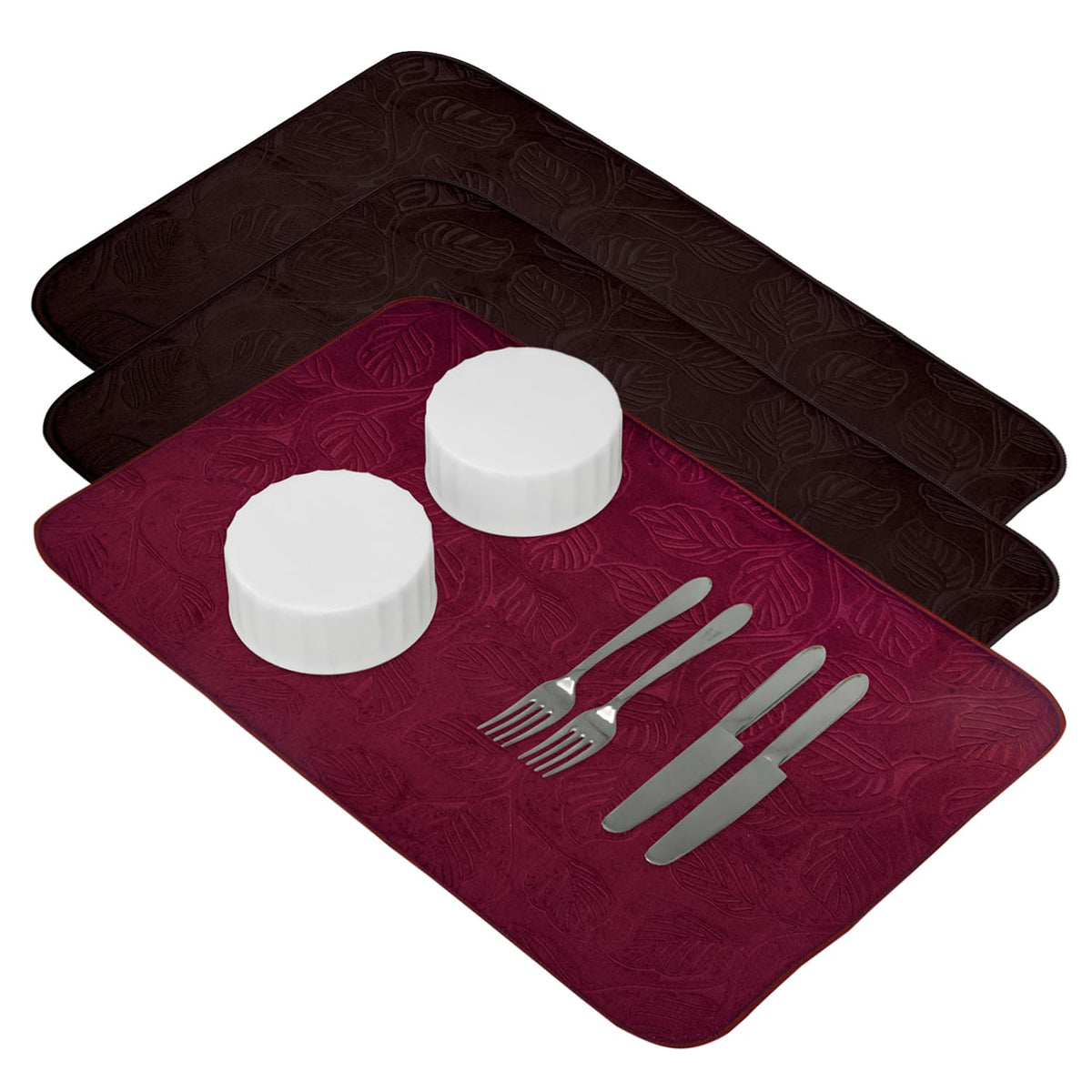 Heart Home Dish Dry Mat | Microfiber Self Drying Mat | Kitchen Drying Mat | Water Absorbent Kitchen Mat | Embossed Dish Dry Mat | 38x50 | Pack of 3 | Multicolor