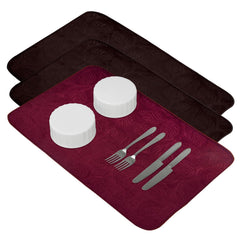 Heart Home Dish Dry Mat | Microfiber Self Drying Mat | Kitchen Drying Mat | Water Absorbent Kitchen Mat | Embossed Dish Dry Mat | 38x50 | Pack of 3 | Multicolor