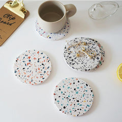 Kuber Industries 36 Pcs Diatomite Tea Coaster with Holder - Water Absorbent Hexagonal Tea Cup & Water Glass Cover Top Lid for Teapoy- Cream