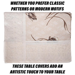 Kuber Industries Center Table Cover | PVC Table Cloth Cover | 4 Seater Table Cloth | Flower Table Cover | Table Protector | Table Cover for Center Table | 40x60 Inch | CTC | Brown