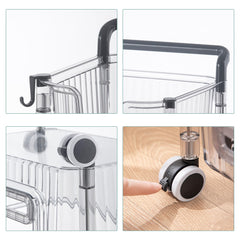 Kuber Industries Pack of 6 Multipurpose Trolley Storage Organiser | 3 Layer Shelf | Trolley with Wheels for Kitchen Accessories | Large Capacity, Easy installation, Space Saving | 2123 | Transparent