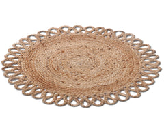 Kuber Industries Hand Woven Carpet Rugs|Natural Stitch Braided Jute Door mat|Round Shape Mat for Bedroom,Living Room,Dining Room,Yoga,72x72 cm,(Brown)