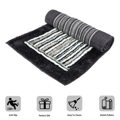 Heart Home Runner | Bedside Runner for Bedroom | Micro Border Home Decor Runner & Door Mat Combo | Anti-Skid Runner & Door Mat | Runner & Door Mat Set | Set of 2 | Gray