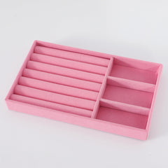 Kuber Industries 12 Pieces Velvet Jewelry Trays Organizer | Jewelry Storage Box | Jewelry Organizer | Showcase Holder Dresser Organizer for Earring Necklace Bracelet Ring |Pack of 3 | YBL4-04 |Pink