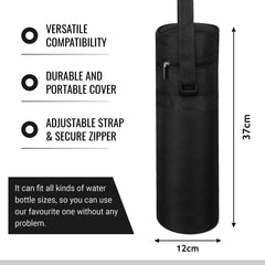Kuber Industries Bottle Bag | Travel Water Bottle Bag | Bottle Protector Bag | Water Bottle Carrier Bag | Bottle Carry Bag | Adjustable Strap & Zipper Closure | 1 LTR | Black