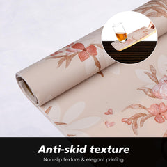 Heart Home Shelf Liner | Kitchen Cabinet Shelf Protector | Kitchen Liners for Cabinets | Drawer Liner Mat | Red Flower Wallpaper Shelf Liner Cabinet Mat | 5 MTR | Cream