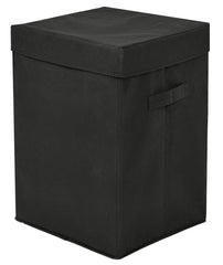 Heart Home Non-Woven Foldable Large Laundry basket/Hamper With Lid & Handles (Black)-44HH0189