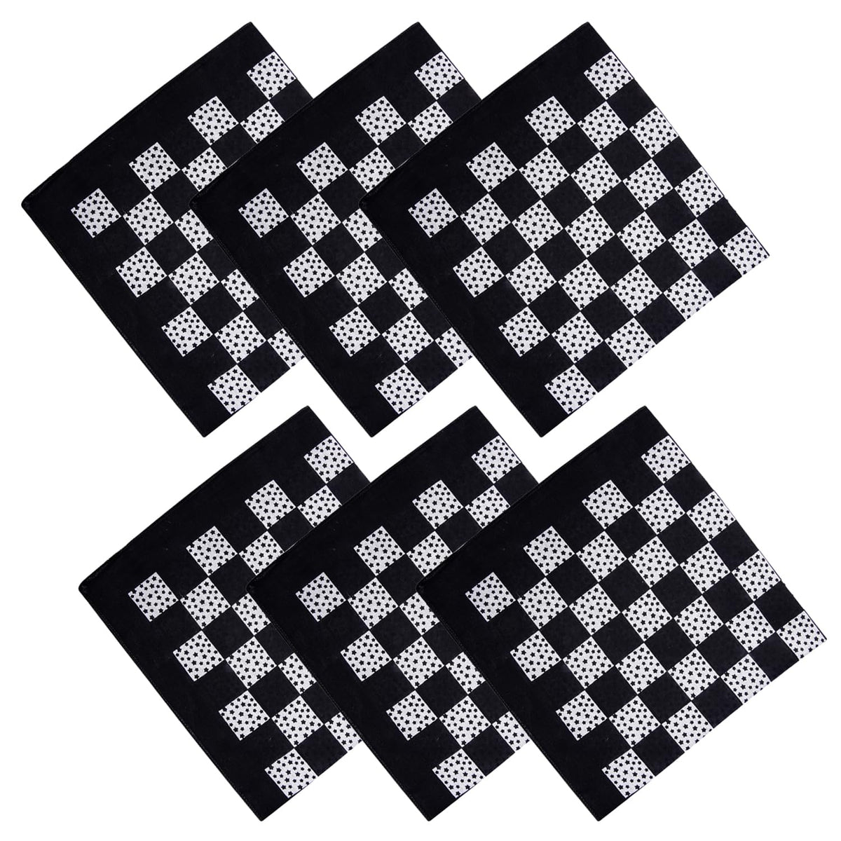 Kuber Industries Handkerchief | Premium Cotton Fabric | Women's Handkerchief | Ladies Rumal | Women's Hankies | Hankies for Girls | Check Print Hanky | 6 Piece Set | Extra Large | Black