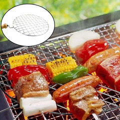 Kuber Industries kitchenware Stainless Steel Round Roaster Tandoor Barbeque/Roti/Papad Jali Griller with Wooden Handle (Silver)