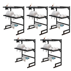 Kuber Industries 2-Layer Dish Drying Rack|Storage Rack for Kitchen Counter|Drainboard & Cutting Board Holder|Premium Utensils Basket Pack of 5 (Black)