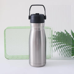Kuber Industries Vacuum Insulated Water Bottle | Stainless Steel Sipper Bottle with Handle | Hot & Cold Water Bottle | Leakproof, BPA Free, Rustproof | 780 ML | Steel