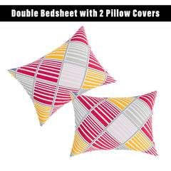 Heart Home Double Bedsheet | Bedsheet for Double Bed | Double Bedsheet with 2 Pillow Covers | Cotton Double Bed Sheet Set | New Zig Zag Bedsheet | 90x100 | White