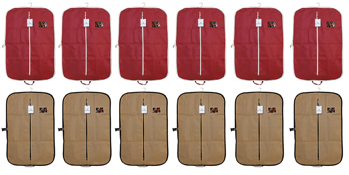 Kuber Industries Foldable 12 Piece Non Woven Coat Cover, Maroon and Brown