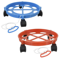 Kuber Industries 2 Pieces LPG Cylinder Trolley Easily Movable Stand with Wheels, Gas Cylinder Stands, Gas Cylinder Trolley (Blue & Red)-KUBMART11184